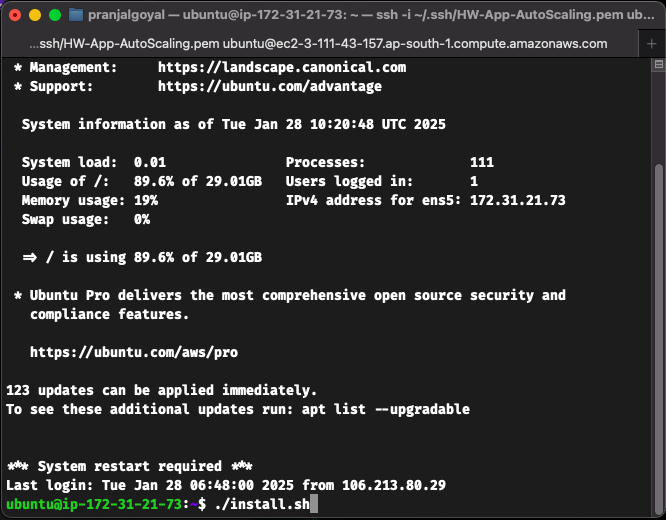 Terminal using Shell script